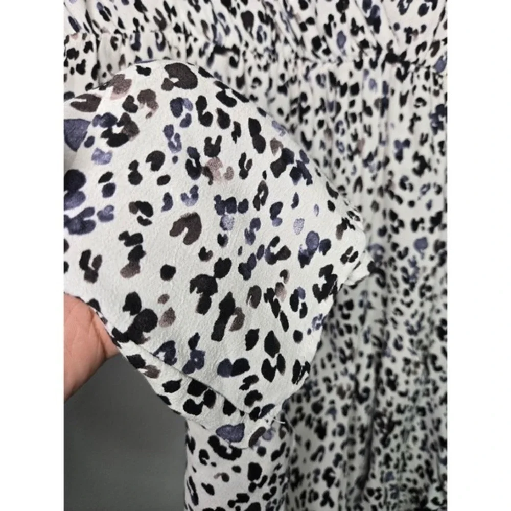 Zara Leopard‎ Print Wrap Dress Mini Long Sleeve V Neck Flowy Size Small